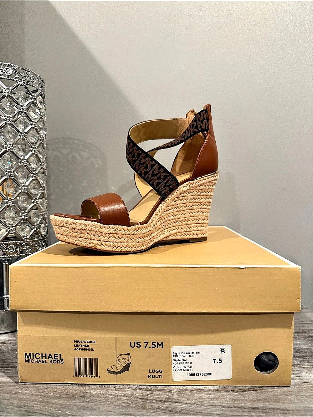 Michael Kors Prue Wedge Sandals Brown & Black US 7.5M